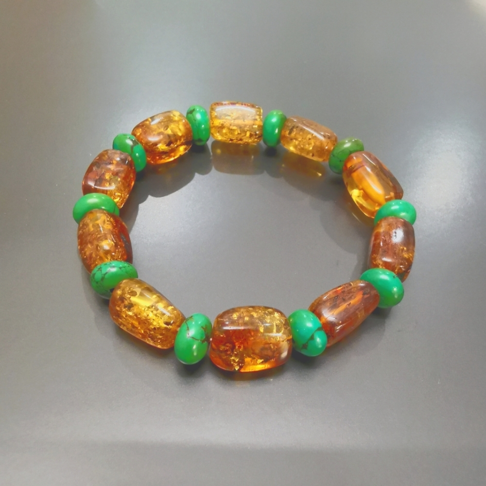 Amber and turquoise bracelet